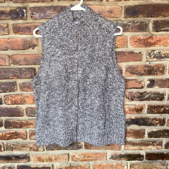 NWT J. Jill Brown Wool Blend Knit Full Zip-Up Sweater Vest Size Large Petite PL - Picture 1 of 7